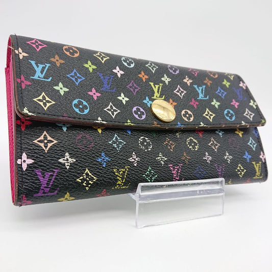 Louis Vuitton Multicolor Sarah Long Wallet Monogram Black