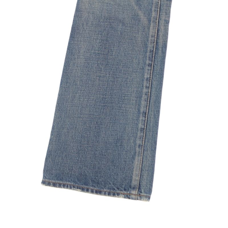 Celine Cotton Triomphe Damaged Flared Denim Pants Jeans Bottoms N678 930F 07UW