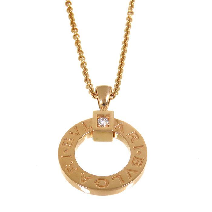 Bvlgari Bulgari Circle Diamond Necklace 18K Pink Gold 750 Pink Gold 51.5cm