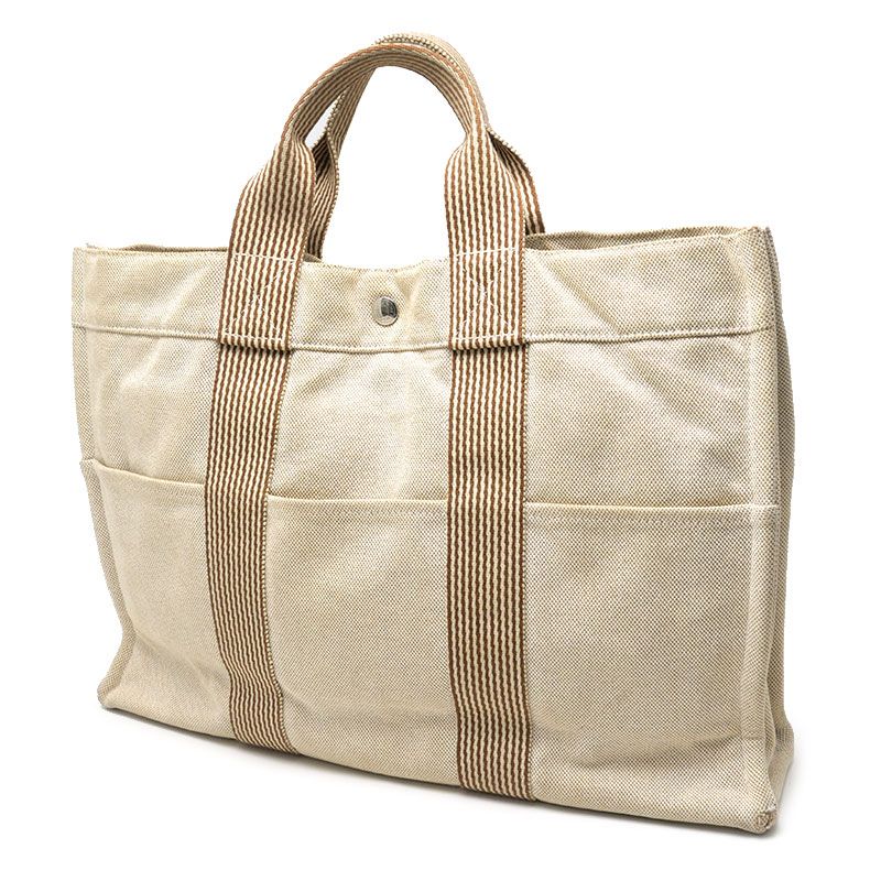 Hermes New Fourre Tout MM Canvas Tote Beige A4 Size