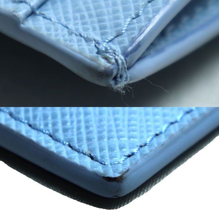 Prada Saffiano Embossed Logo Fragment Case Card Case Light Blue 1mc079 Coin