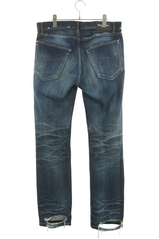 Balenciaga 22AW 681707 Tdw14 Normal FIT Crushed Washed Denim Pants Men's 31