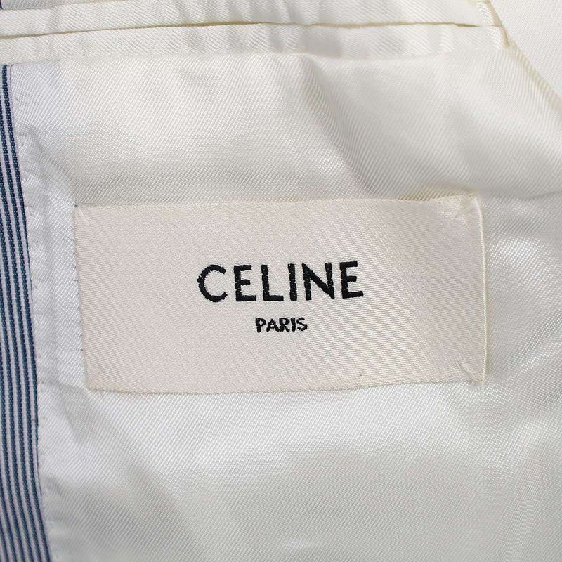 Celine Jude Striped Tailored Jacket 2v06j869w.01xb Blue 34
