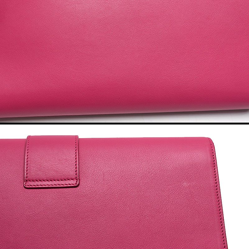 Saint Laurent Wyline Clutch Bag Magenta Pink Leather