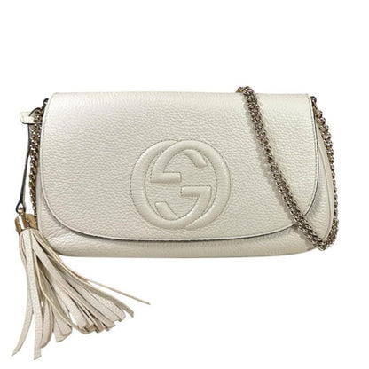 Gucci Soho Shoulder Bag Leather 536224 White Ladies Gucci  Gucci