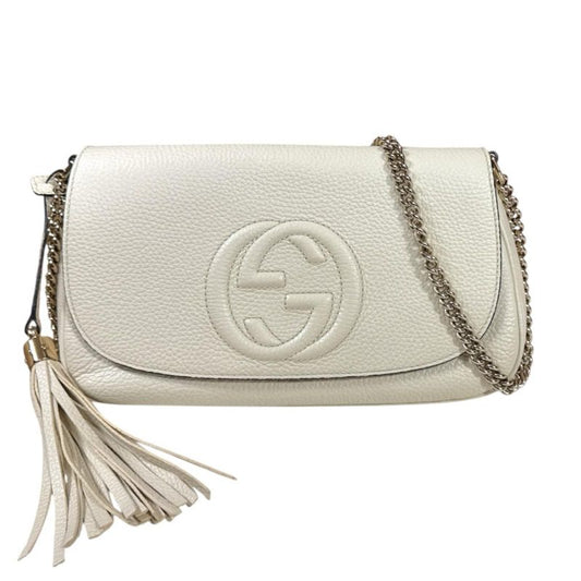 Gucci Soho Shoulder Bag Leather 536224 White Ladies Gucci  Gucci