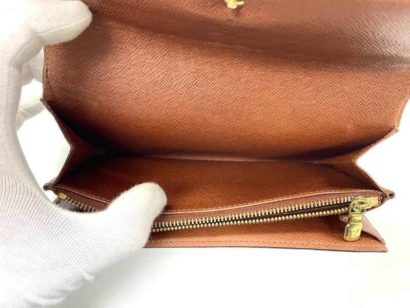 Louis Vuitton Monogram Pochette Porte Monet Cles Di Long Wallet M61725 Brown