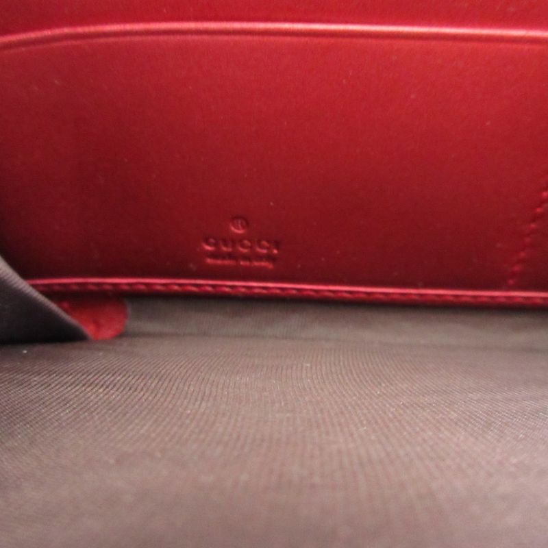 Gucci Heart Interlocking 308005 Leather Red Round Zipper Long Wallet 1346 Gucci