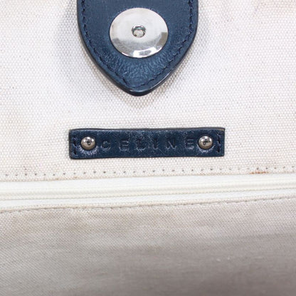 Celine Carriage Leather X PVC Blue Tote Bag Silver Sc-st-0098