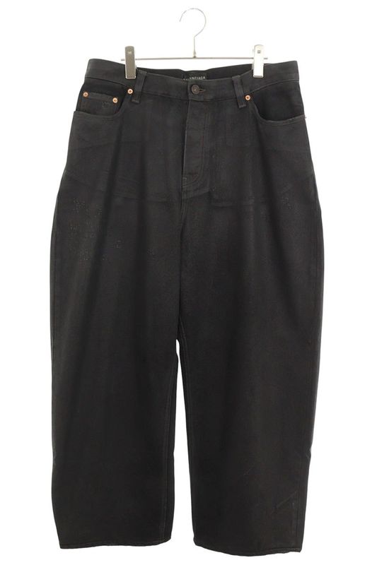Balenciaga 719341 Tnw62 Damaged Coated Baggy Denim Pants Men's XS