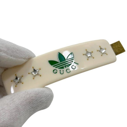 Gucci Adidas Hair Clip White Gold 702940 Excellent Condition