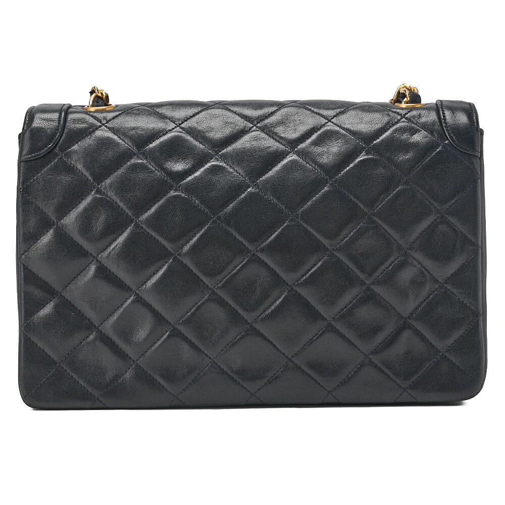 Chanel Mini Matelasse Turnlock Design Flap Chain Shoulder Bag Lamb Skin Navy