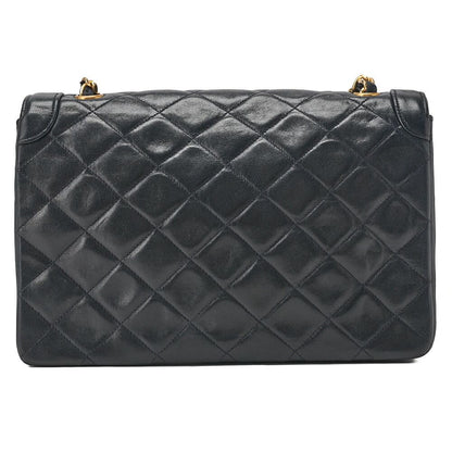 Chanel Mini Matelasse Turnlock Design Flap Chain Shoulder Bag Lamb Skin Navy