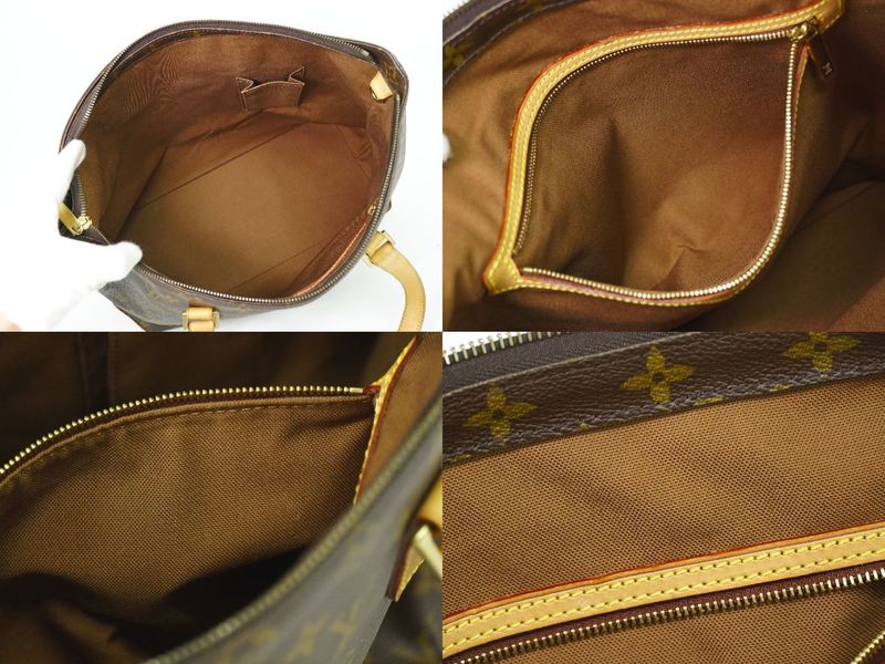 Authentic Louis Vuitton LV Cabas Mezzo Monogram Shoulder Bag Tote Bag Brown