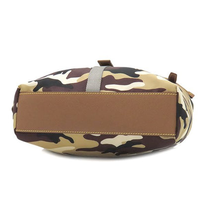 Prada 2way Bag Camouflage Pattern Shoulder Nylon Leather Sabbia Silver Hardware