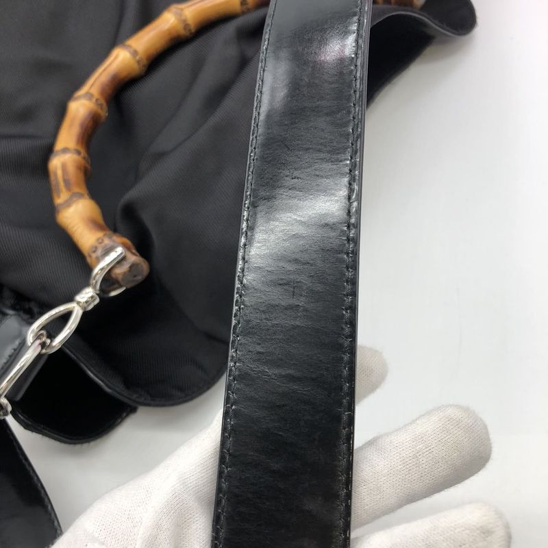 Gucci Handbag Shoulder Bag 2way Bamboo Nylon Black Ladies Men's Old Gucci