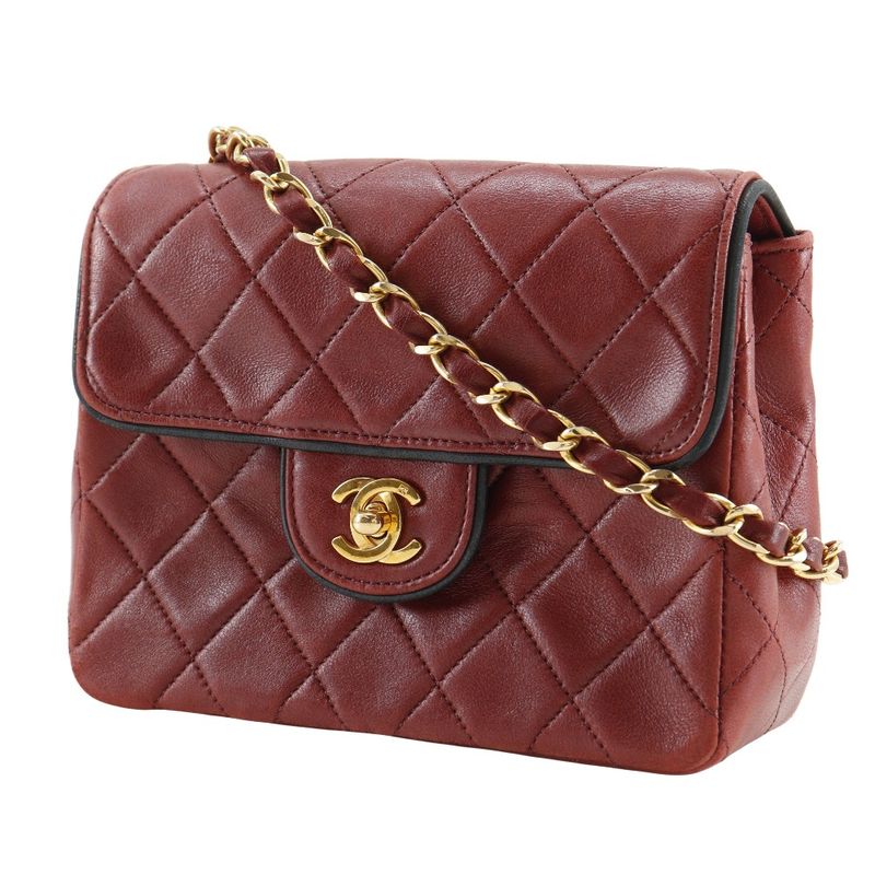 Chanel Mini Matelasse Chain Shoulder Vintage A35200 Lambskin Red Ladies