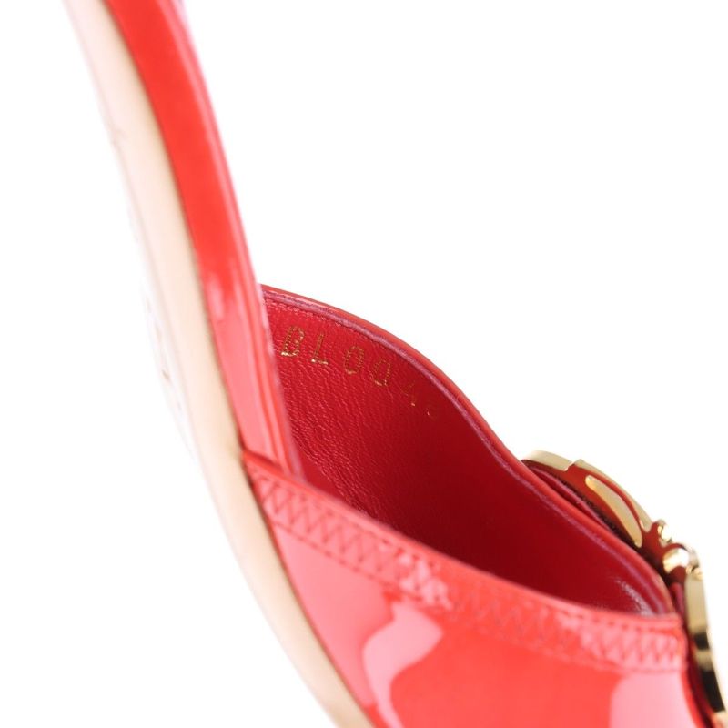 Louis Vuitton 08 Butterfly V Mark Patent Leather Mules Women's 35 Bl0048 Red