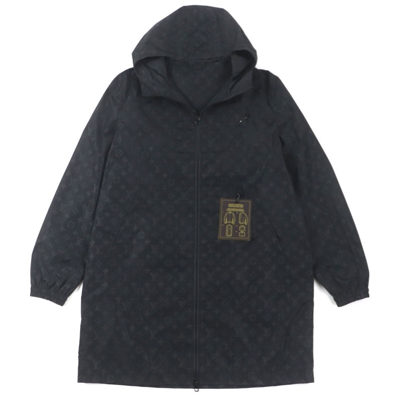  Louis Vuitton 22AW Hnk48w Mid-length Monogram Windbreaker Hoodie Black 50