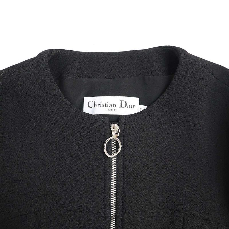 Christian Dior 15aw Zip-Up Wool Long Jacket 5a21221a1108 Black 40