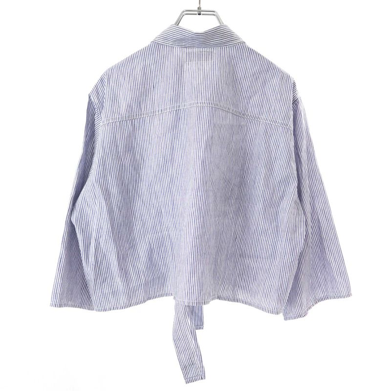 Celine 23ss Cotton Linen Striped Blouse Shirt 2t249042q Blue and White L