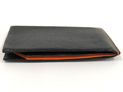 Hermes H Sellier Card Case Verso Leather Black Stamped B
