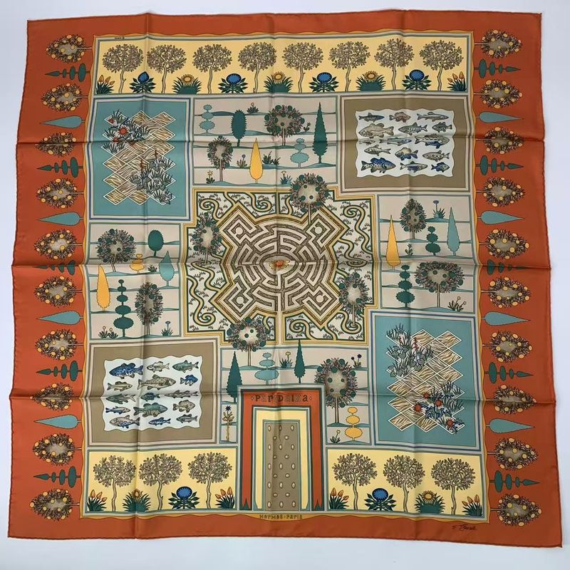 Hermes Carre 90 Scarf Silk Paridaiza Paradise Orange