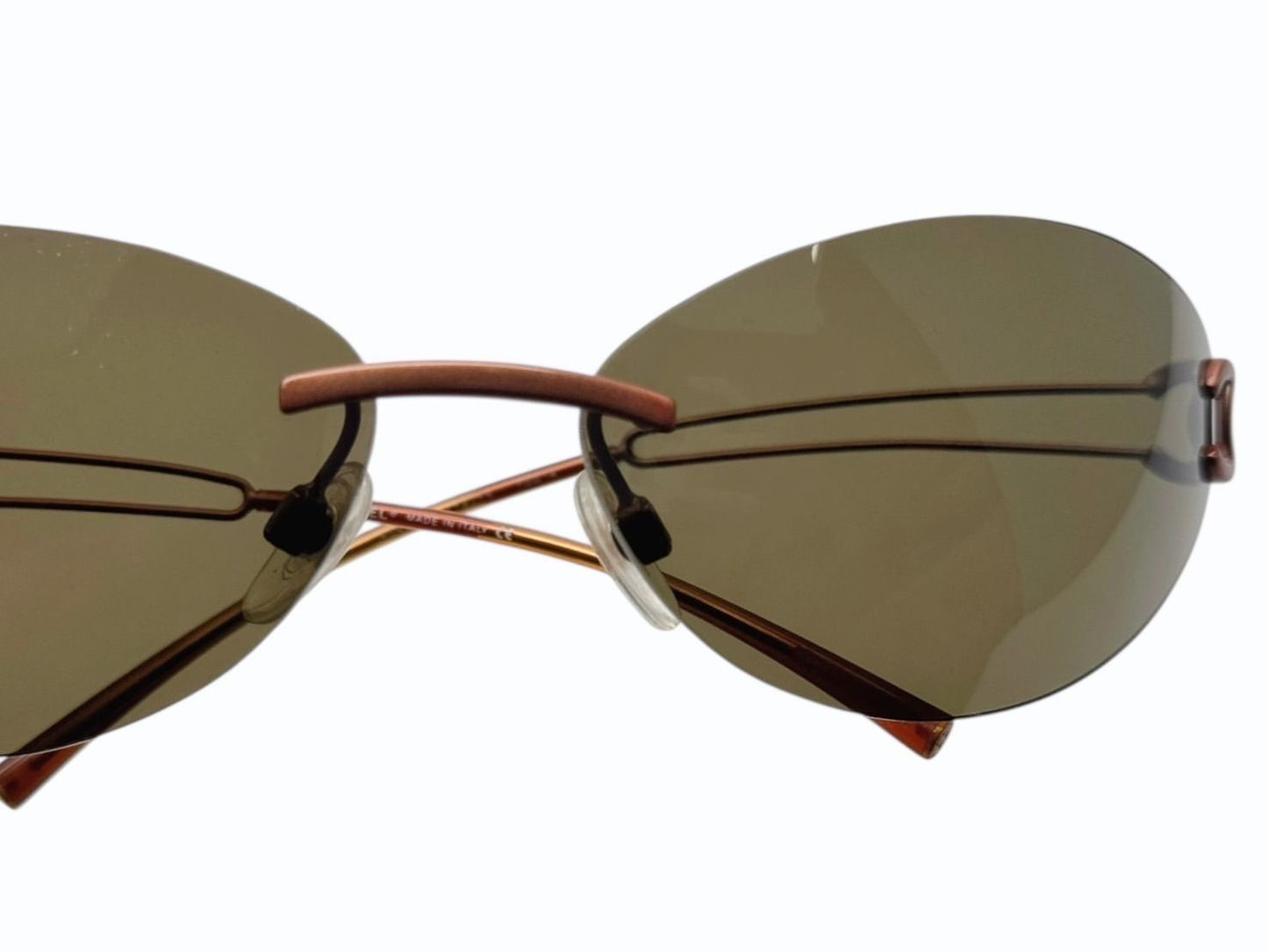 Chanel Rimless Sunglasses CC Logo Blanc Brown Eyewear — view 3