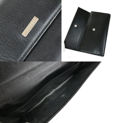 Gucci Long Wallet Logo Black Leather 08bs166