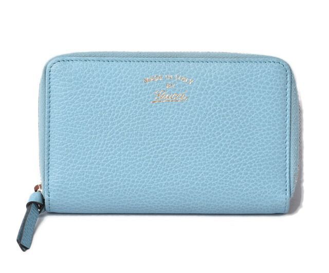 Gucci Wallet Preowned Gucci Foldable Wallet Gucci Swing Leather Light Blue
