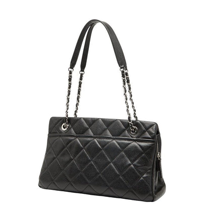 Chanel Matelasse Coco Mark Chain Tote Bag Black Caviar Skin Women's Chanel