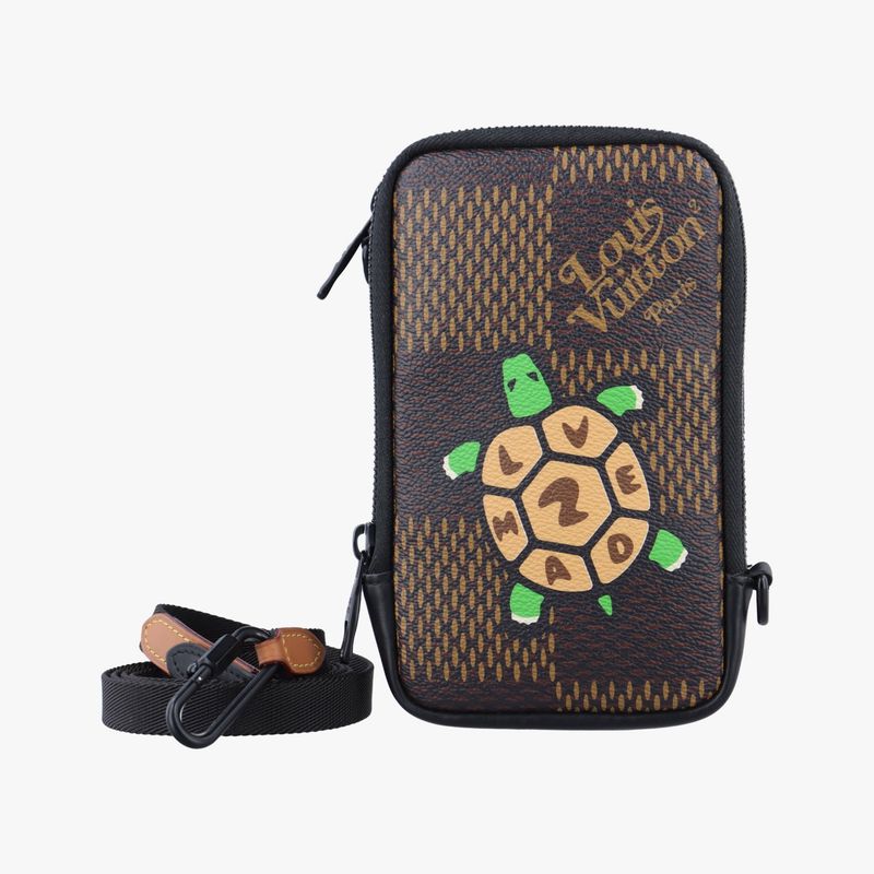 Louis Vuitton Nigo Collaboration Double Phone Pouch Ebène Damier Giant N40377 IC