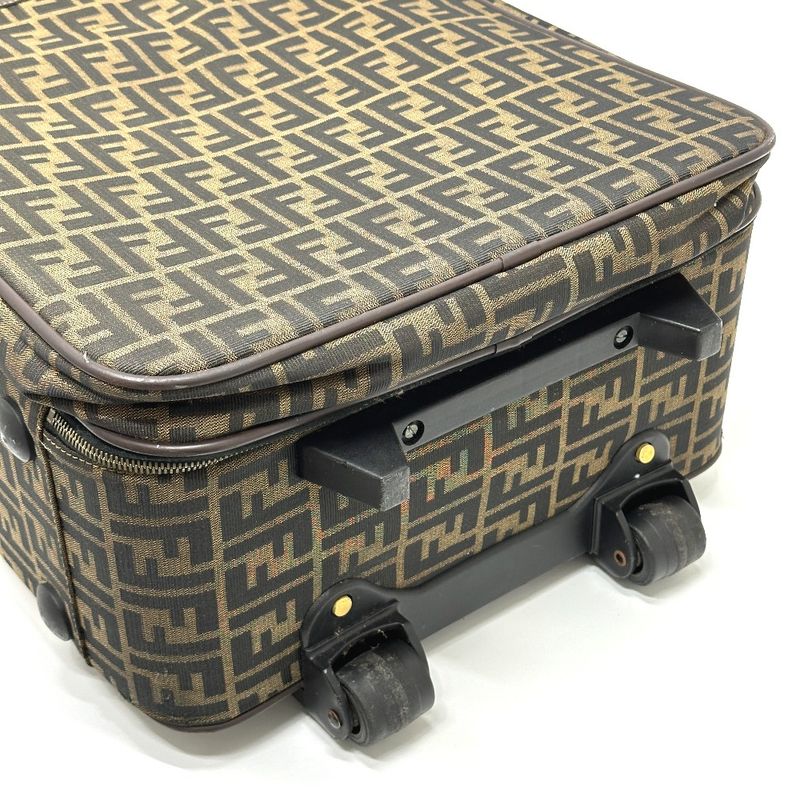 Fendi Carry-on Luggage Bag Zucca Pattern Canvas Brown Travel Bag Suitcase