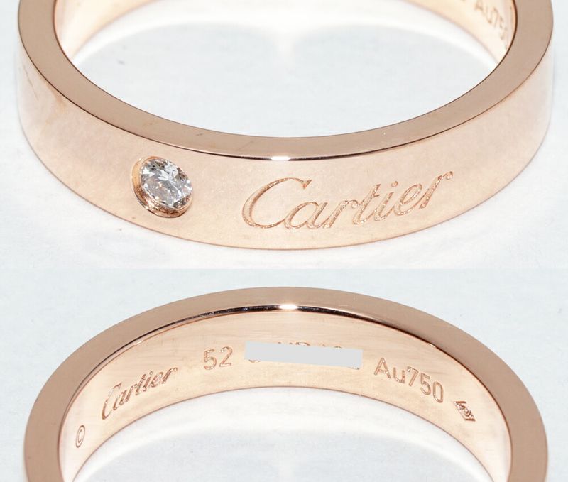 Cartier Ring 18K Pink Gold Diamond 1P (003ct) C De Cartier Ring Engraved Ring