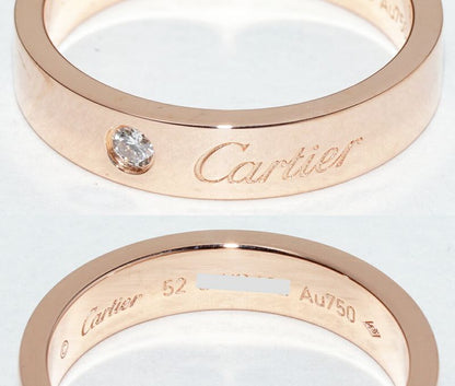 Cartier Ring 18K Pink Gold Diamond 1P (003ct) C De Cartier Ring Engraved Ring