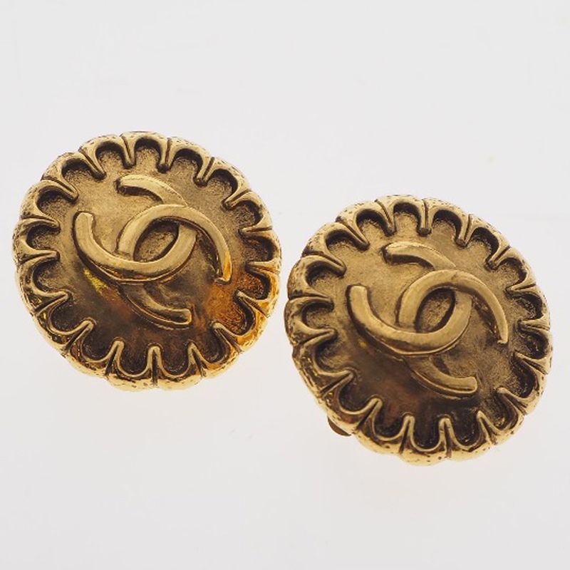 Chanel Coco Mark Vintage Gold Plated 97P Ladies 14.6g Earrings