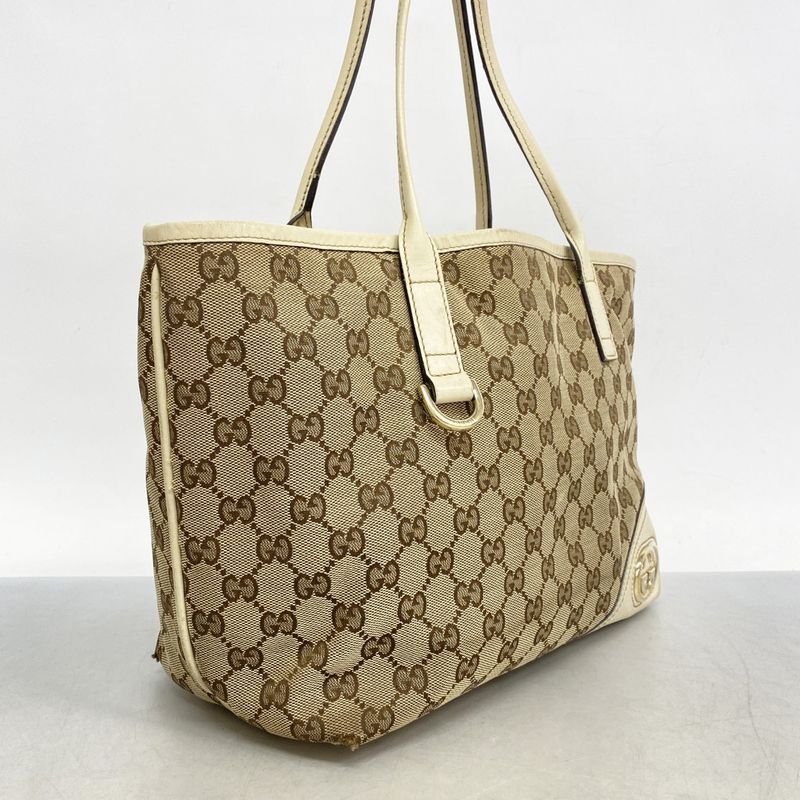 Gucci Tote Bag GG Canvas 169946 Canvas Brown Chien Pan Gold Hardware Women's