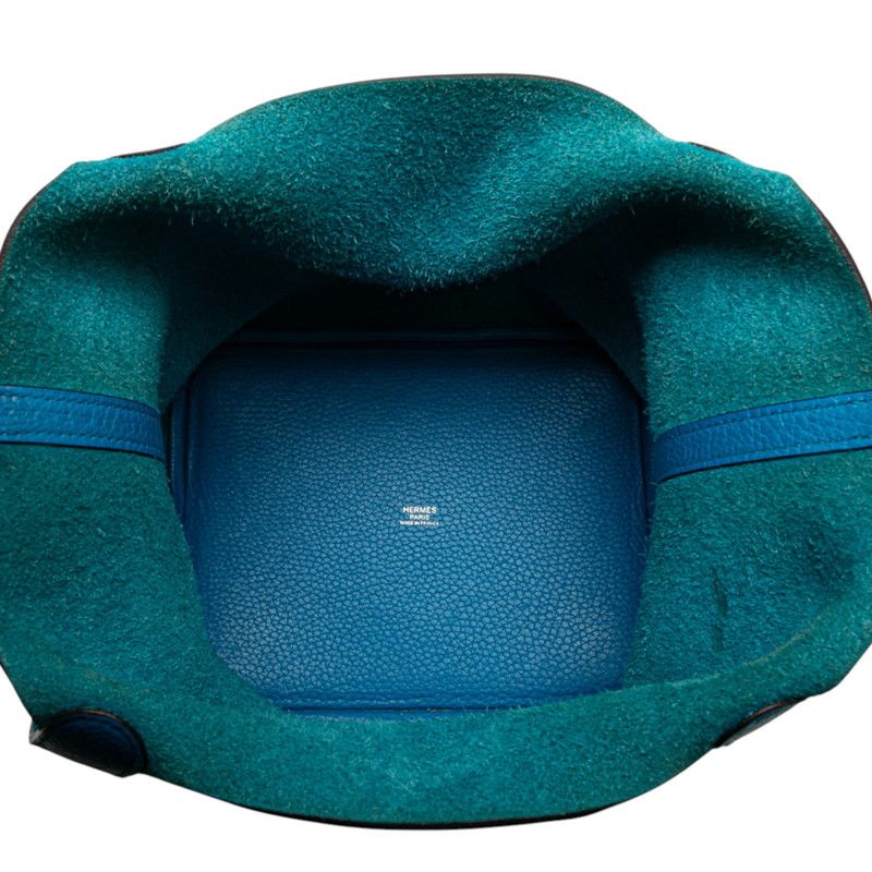 Hermes Picotin Lock MM Blue With Silver Hardware Taurillon Clemence Ladies