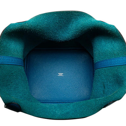 Hermes Picotin Lock MM Blue With Silver Hardware Taurillon Clemence Ladies