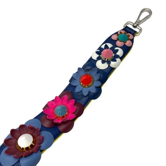 Fendi Strap You Long Shoulder Strap Bag Accessories Flower Motif Studs Leather
