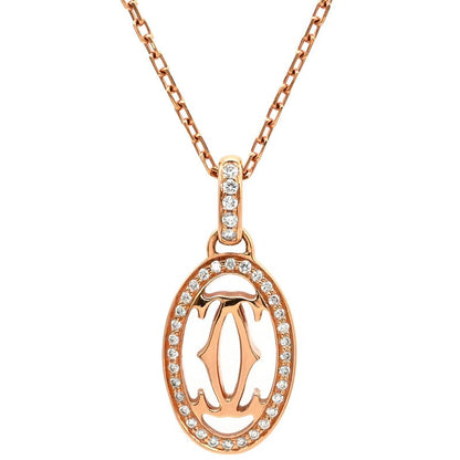 Cartier Necklace Logo Double C 18krg Diamonds Rose Gold 750rg 18k 18k Diamonds