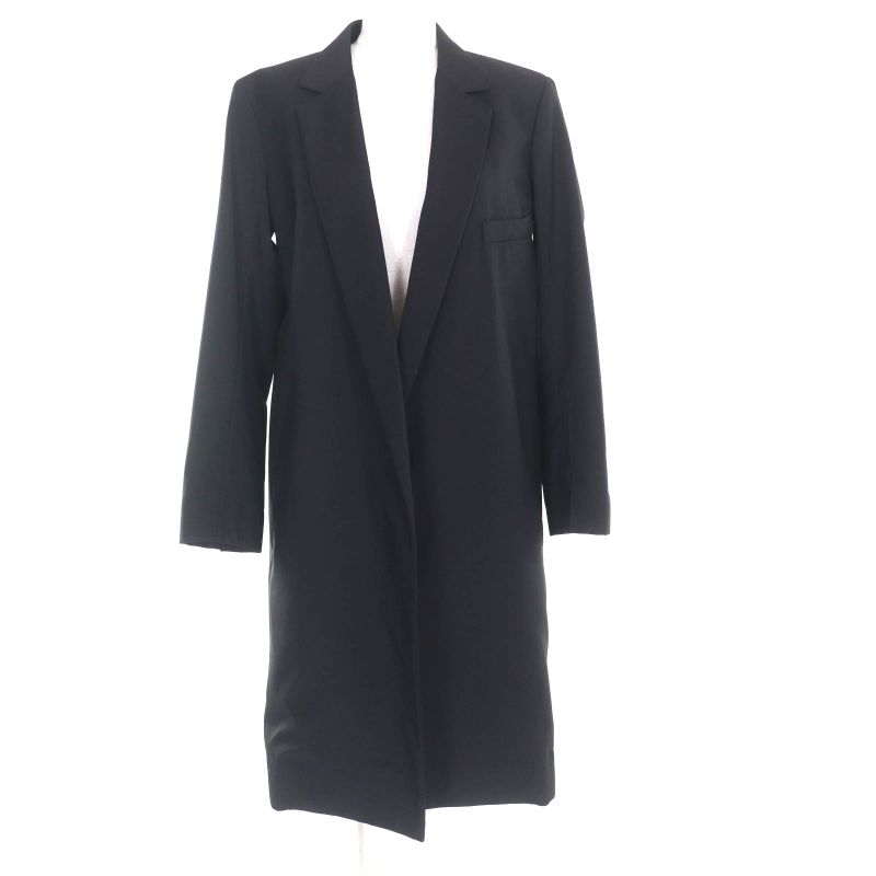 Celine 2 8T43 460A 100% Wool Front Open Crombie Coat Black 34 Made In France