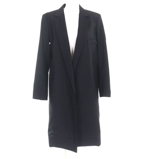 Celine 2 8T43 460A 100% Wool Front Open Crombie Coat Black 34 Made In France