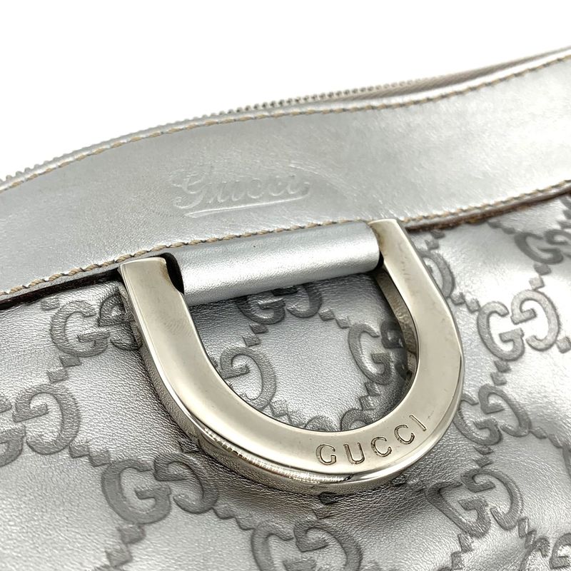 Gucci 203257 Shoulder Bag Abby Guccissima Leather Silver Women