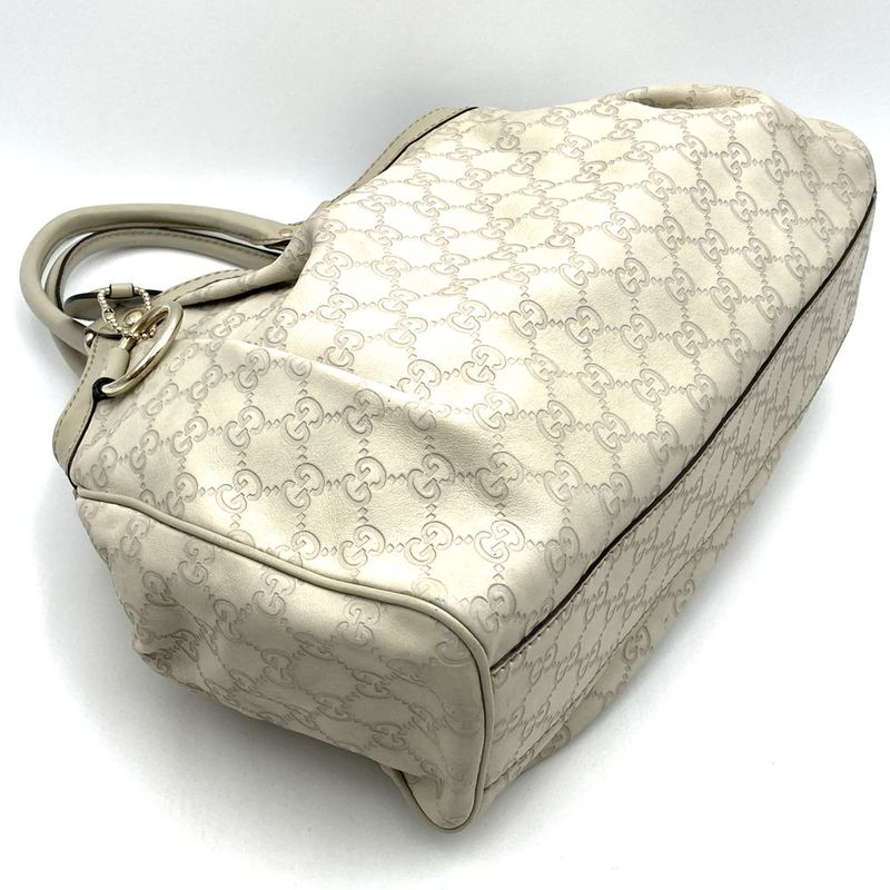 Gucci 211944 Tote Handbag Guccissima Sookie Leather White Ivory Fashion Women