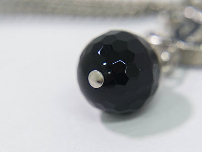 Authentic Chanel Coco Mark Necklace Pendant Metal Silver Hardware Black Coco