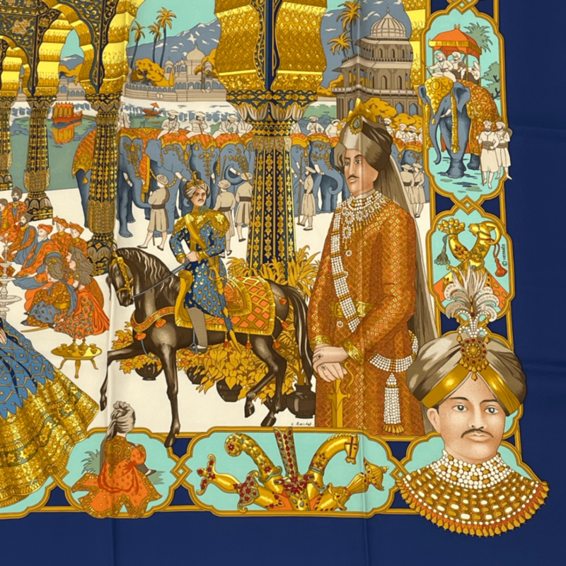 Hermes Scarf Carre 90 Maharajas 100% Silk Multicolor