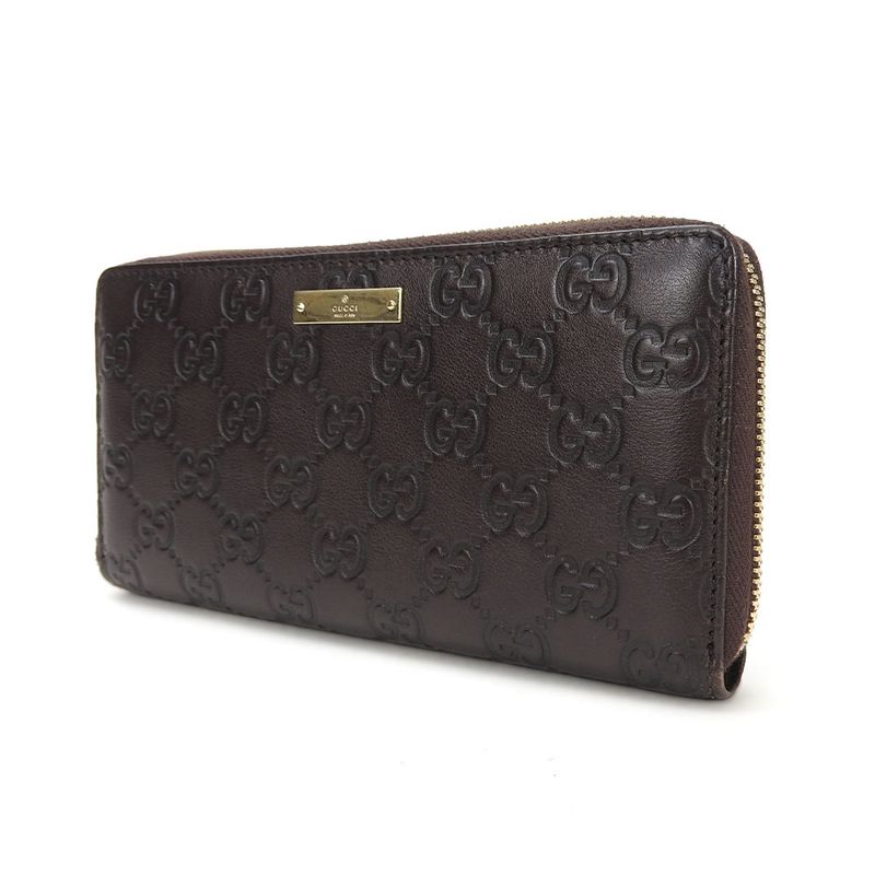 Gucci Long Wallet 307980 GG Leather Brown Dark Brown Gold Hardware Guccissima