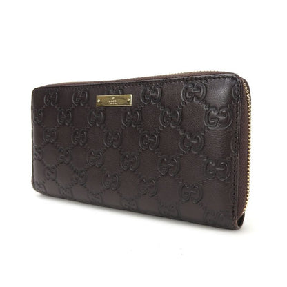 Gucci Long Wallet 307980 GG Leather Brown Dark Brown Gold Hardware Guccissima