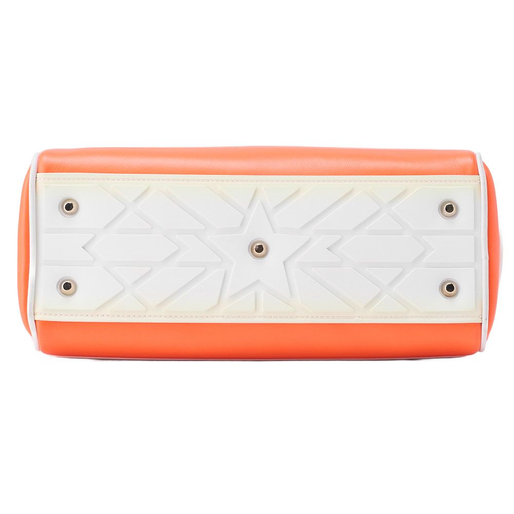 DIOR 2WAY Mini Boston Bag Leather X Rubber Orange X White With Gold Hardware